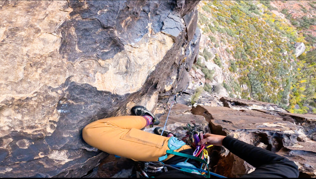 trad climbing red rocks Cookie Monster